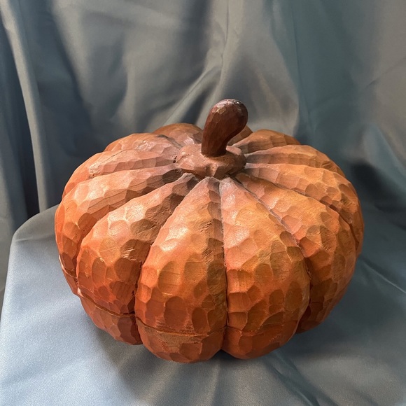 Other - Carved Wooden Pumpkin